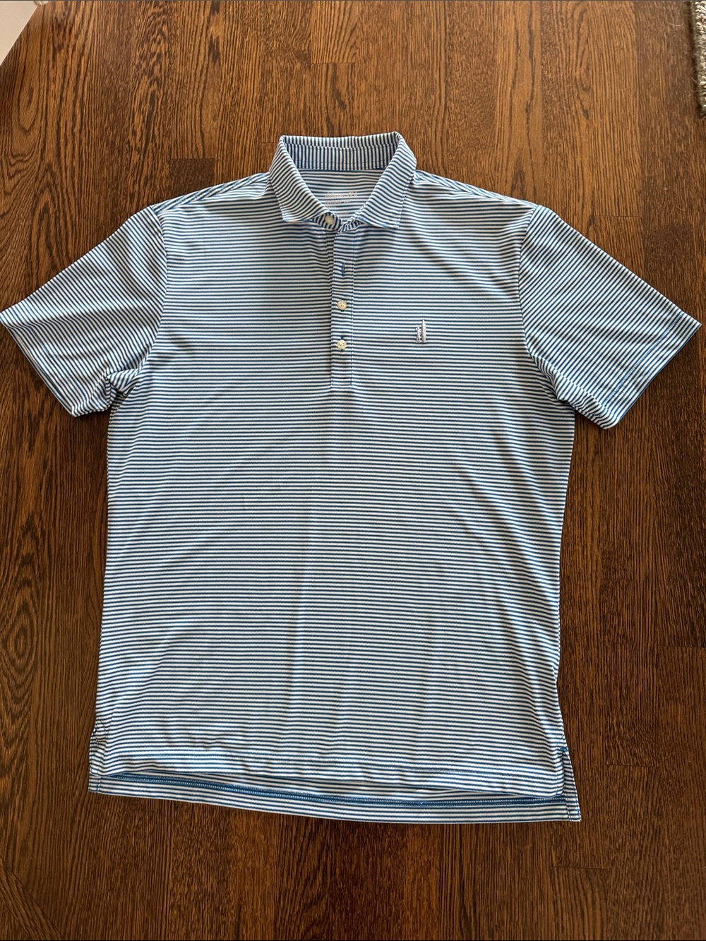 Johnnie-O Royal Blue and White Striped Hangin’ Out Golf Polo - Size M